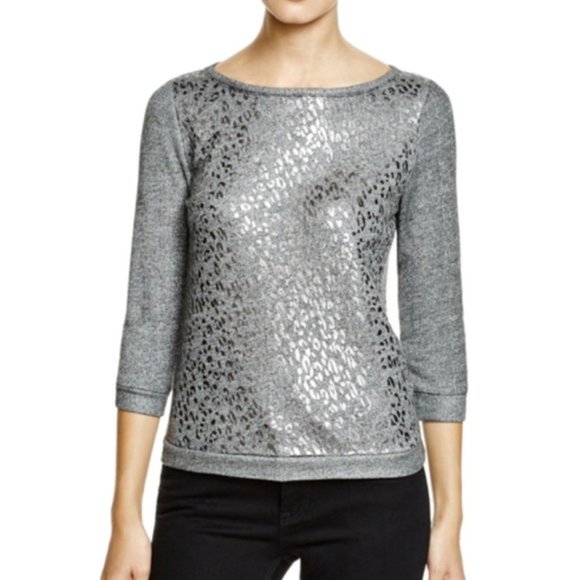 Three Dots Tops - 3 Dots Shimmery Metallic Animal Print Sweatshirt M